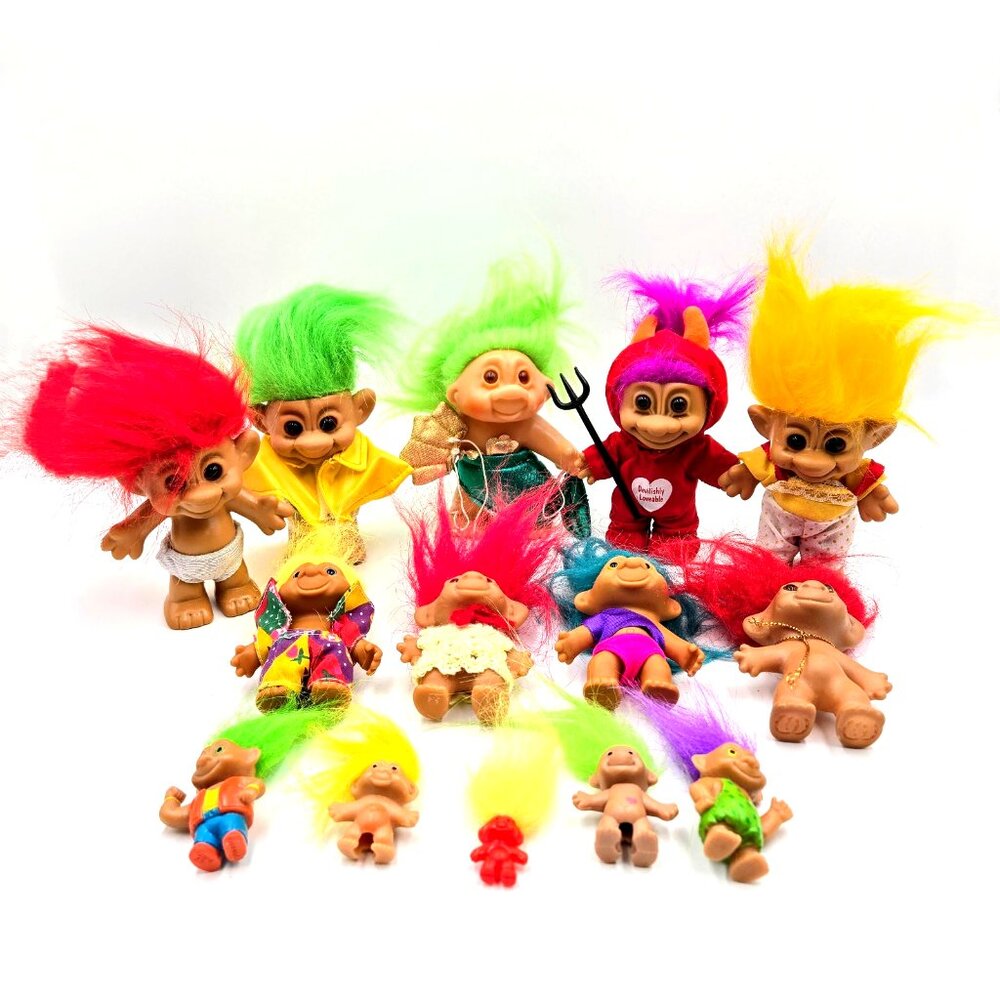 Vintage Troll Doll Lot Of 14 Forest Troll Dan 1986 Soma Dolls Read